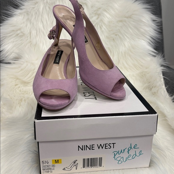 Nine West Gabrielle Lavender Suede Slingback Heels 5.5 - Picture 1 of 3